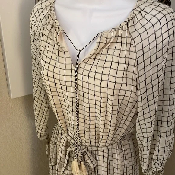Melloday beige black plaid layered dress size S new with tag - Picture 11 of 16